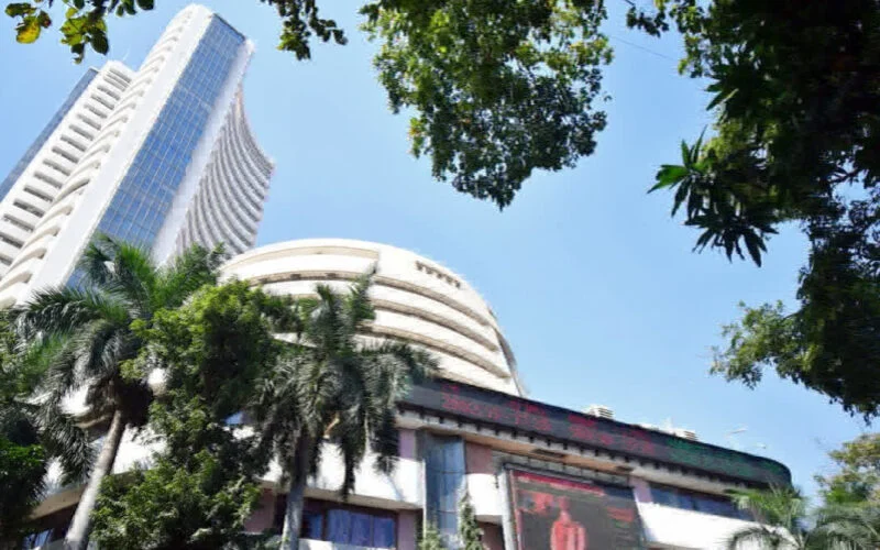 Stock market display showing share prices in India