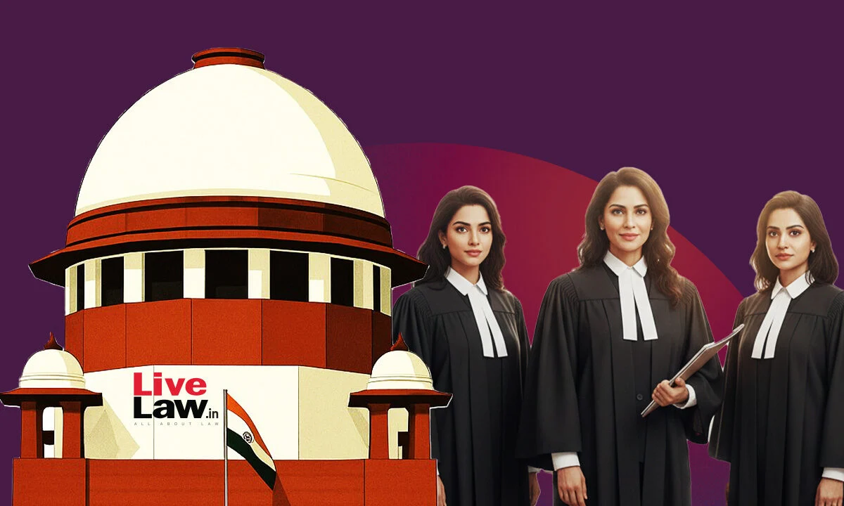 Women advocates outside a court building in India
