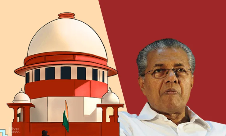 Former Kerala Chief Minister Pinarayi Vijayan beside the Supreme Court building