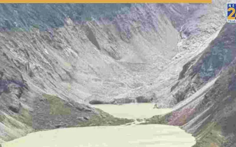 Glacial lake in the Bhutan Himalaya where an outburst flood was reported