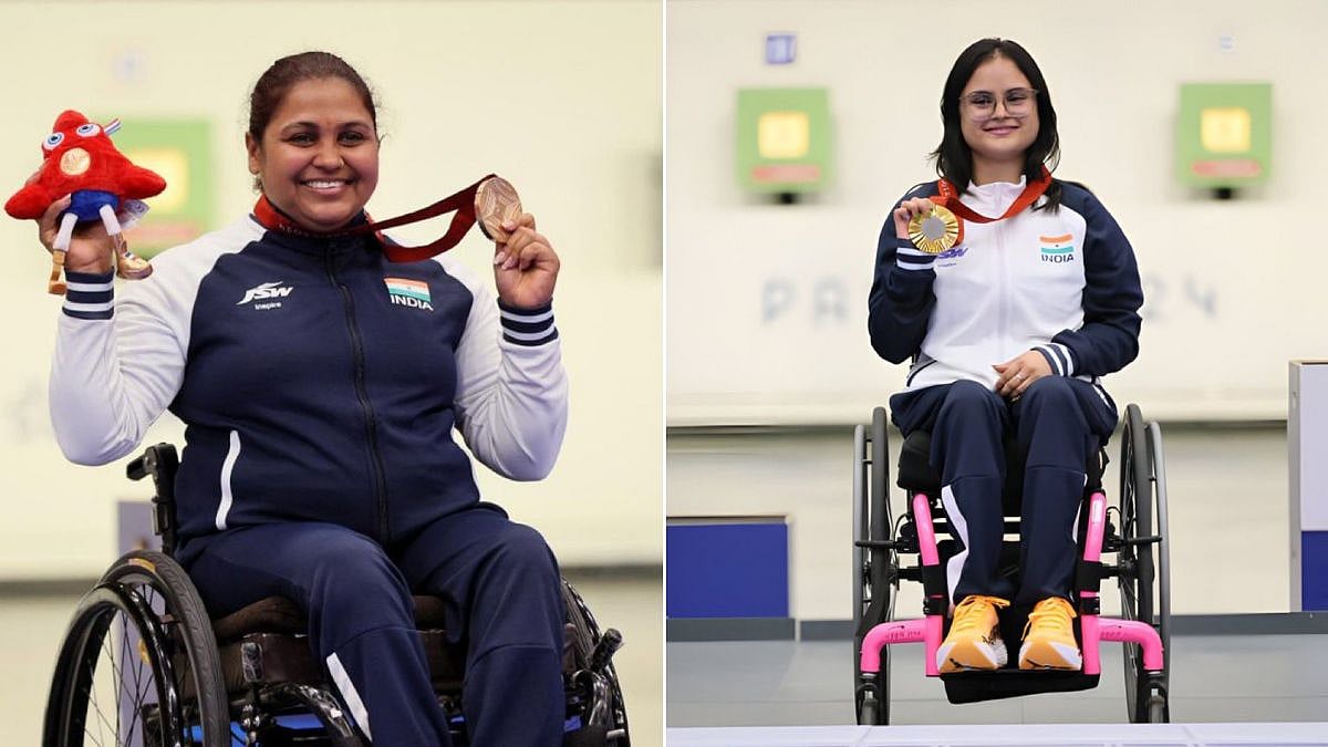 Indian para shooters Mona Agarwal and Avani Lekhara, gold and silver medallists at the Asian Para Games