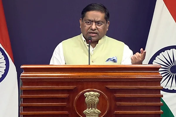 External Affairs Ministry spokesperson Randhir Jaiswal at a media briefing