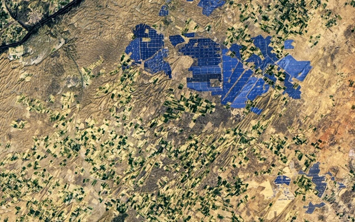 Satellite image of the Bhadla Solar Park in the Thar Desert, Rajasthan