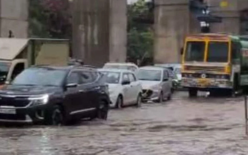 A waterlogged street in Chennai after heavy downpour