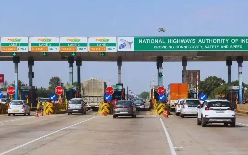 Vehicles moving on a national highway in India