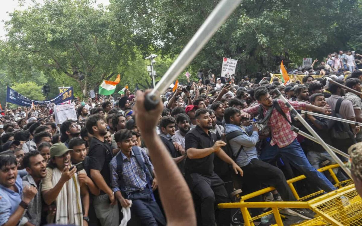 CJP supporters on a protest march near Jantar Mantar on Sansad Marg, New Delhi, on July 20, 2026