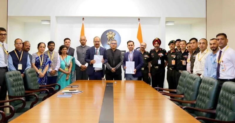 Defence Ministry and BEL officials at the radar contract signing in New Delhi