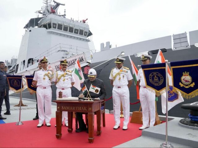 Navy Commissions INS Samarthak, First Multi-Purpose Vessel, at Karwar