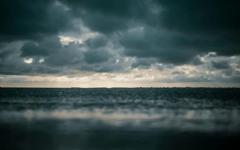 Strong winds and rough sea on the Odisha coast during a cyclone