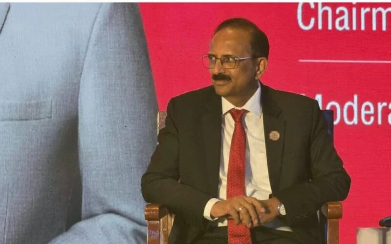 State Bank of India chairman CS Setty speaking at a banking summit