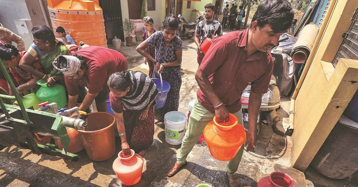 Dry, low-water conditions in south India after a weak monsoon