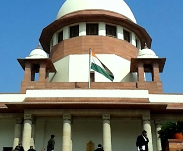 The central wing of the Supreme Court of India building in New Delhi