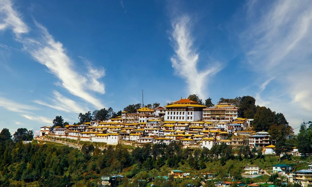Tawang Monastery buildings in the mountains of Arunachal Pradesh