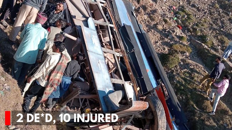 Passenger bus that fell into a gorge at Gulli Gala in Udhampur district