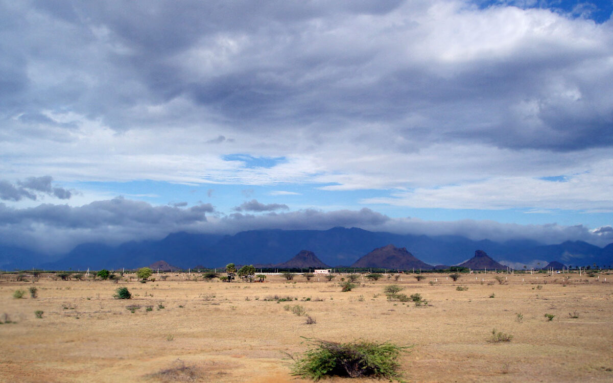Rain clouds over the Agasthiyamalai range of the Western Ghats between Kerala and Tamil Nadu